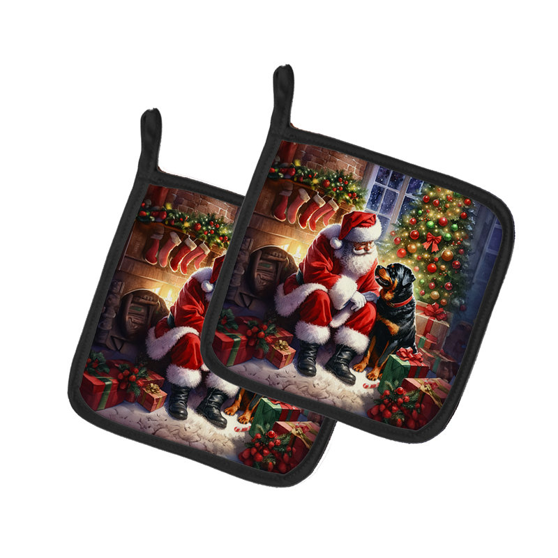 Paire de poignées Rottweiler and Santa Claus