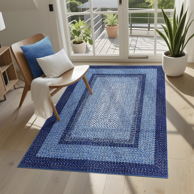 Tapis lavable à la machine Farmhouse, Rectangulaire 3 pi x 5 pi, Marine