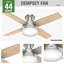 Ventilateur de plafond encastré à 4 pales à profil bas de 44 po avec lumières Dempsey-56213845