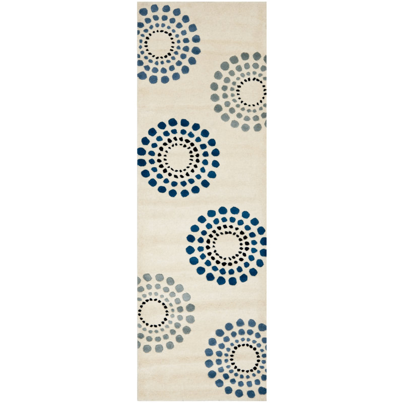 Tapis ivoire touffeté à la main Rajpi, Tapis de couloir 2 pi 6 po x 8 pi