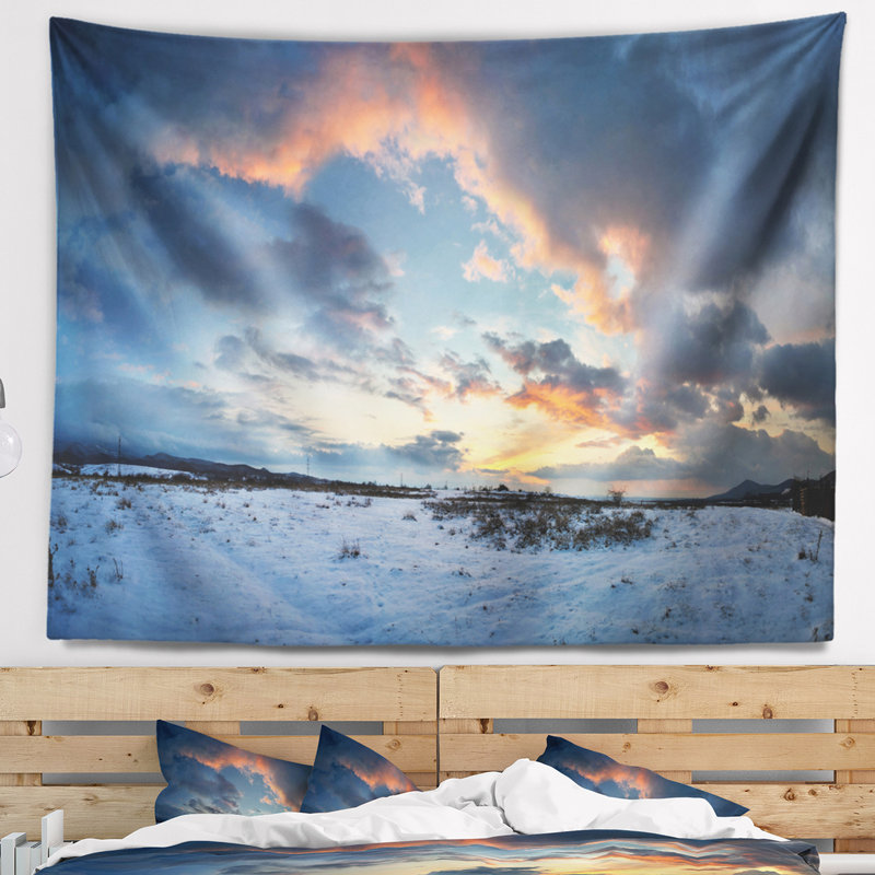 Photographie de paysage tapissier ciel d'hiver foncé, H 50 po x l 60 po
