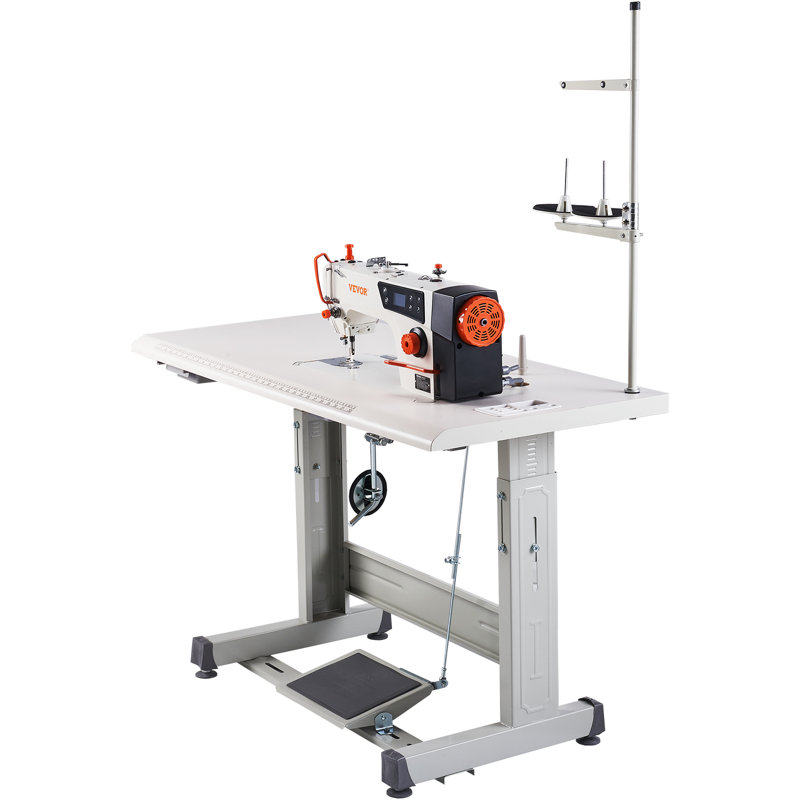Industrial Sewing Machine, 550W Servo Motor and Table Stand, 5000s.p.m Heavy-duty Lockstitch Sewing Machine, Clear Control Panel and Electro-mechanization Intelligent Start-stop for Easy Use