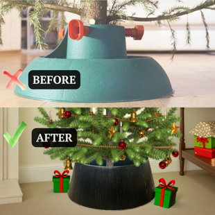 Rustic Red Tree Skirt, Farmhouse Christmas Tree Skirt Alternative, Holiday Tree Stand Cover For Real & Artificial Trees, Decorative Tree Ring, Christmas Décor, Metal Christmas Tree Collar