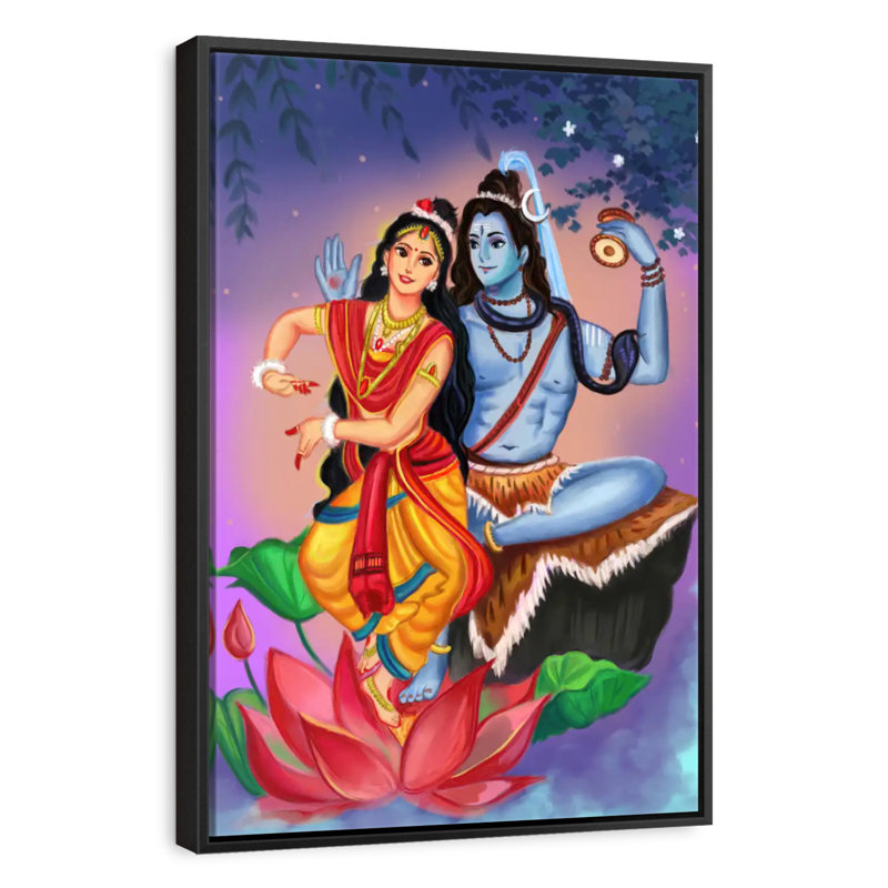 Shiv Parvati, Cadre flottant noir, 29 po x 43 po