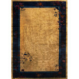 Antique Large Art Deco Chinese Floral Knotted Rug