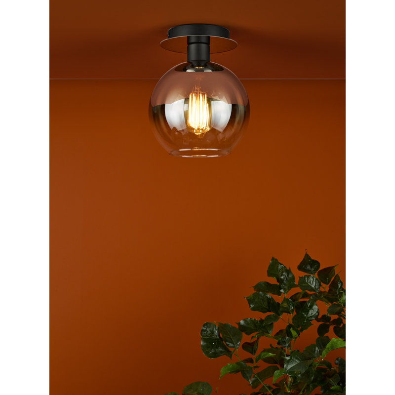 Quadrell Glass Flush Mount, Smoked, Matte Black