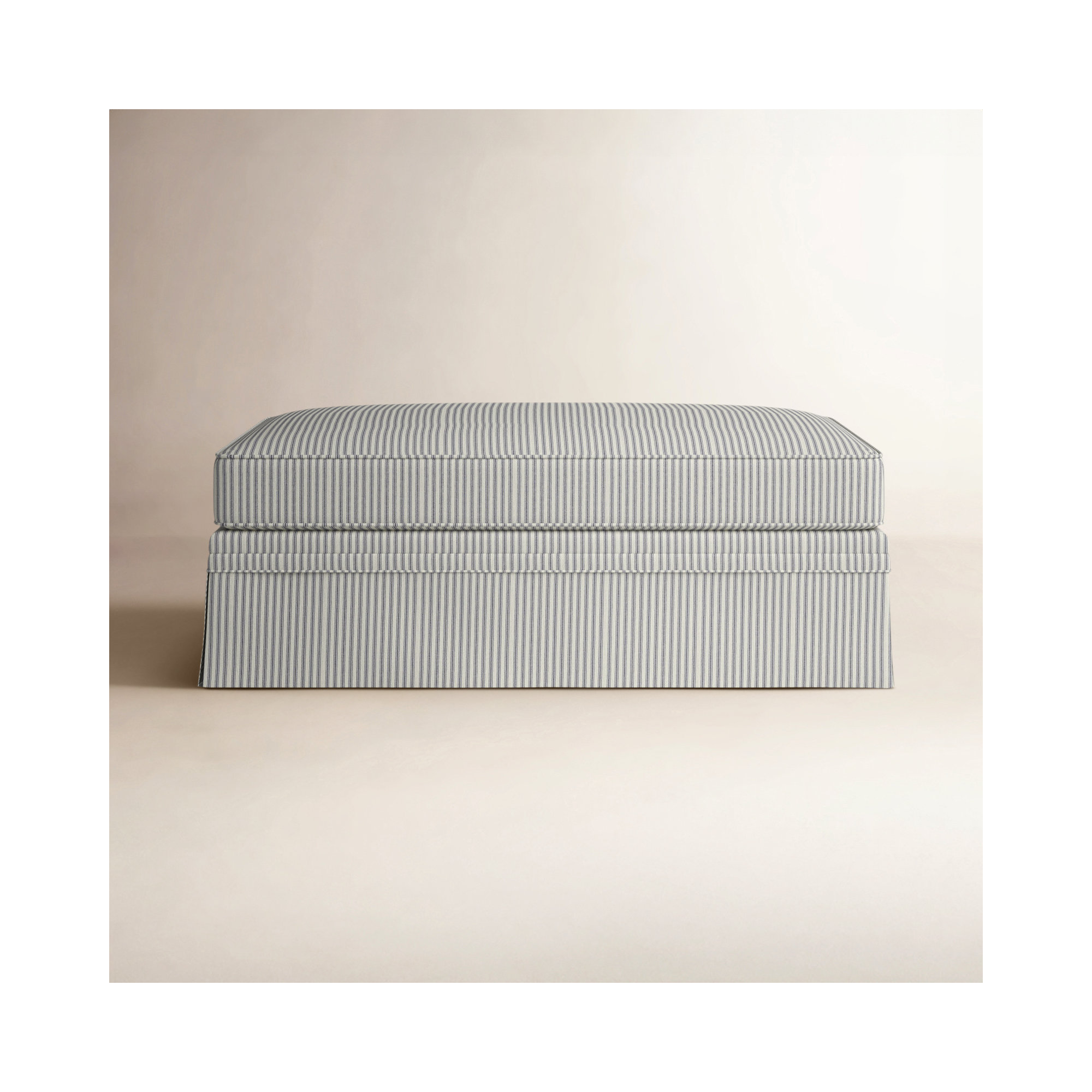 Shelby Upholstered Storage Ottoman, Cruise Gray Striped