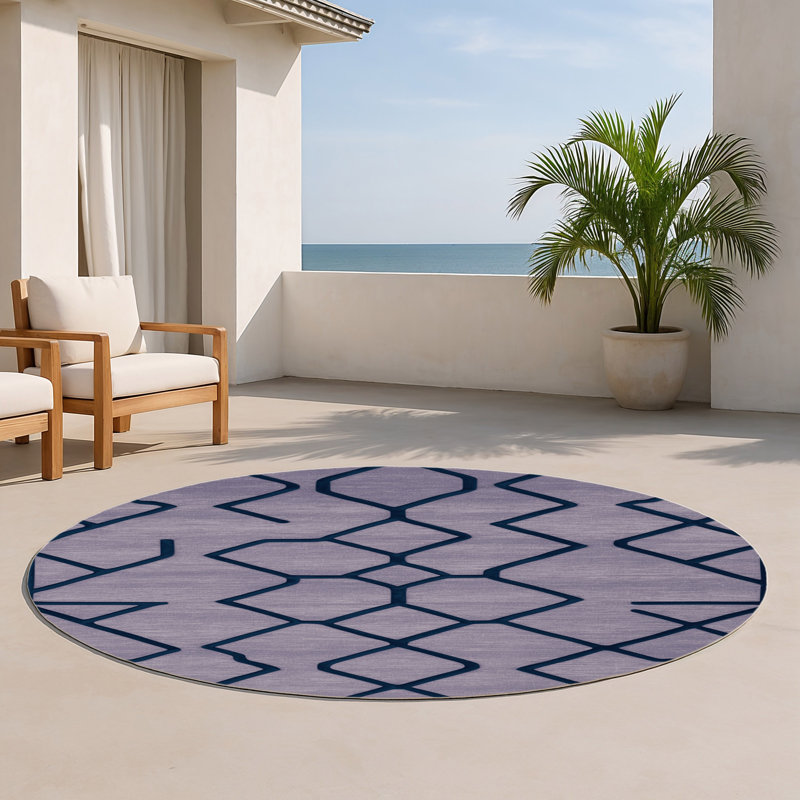 Tapis mauve intérieur et extérieur Trellis, Rond 5 pi