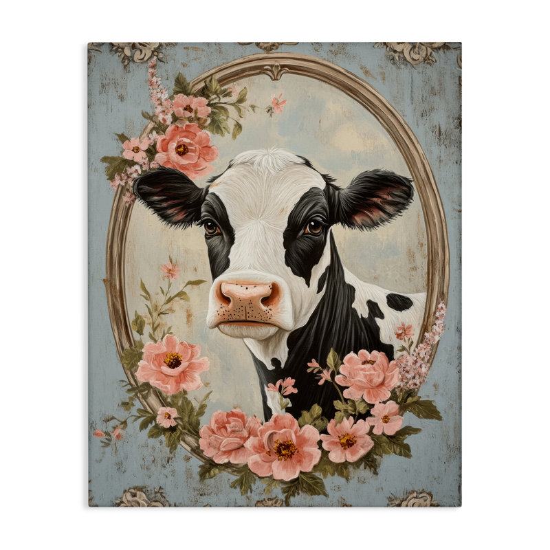Portrait de vache Peachy, conception par Petal Prints Design, H 20 po x l 16 po