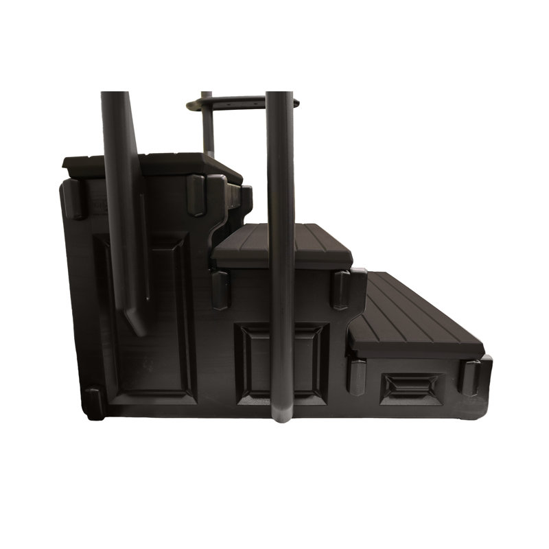 Black 36-Inch 3-Step Slip Resistant Spa Step with Handrails