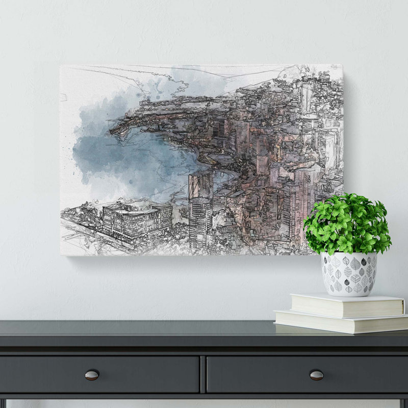 Monte Carlo Skyline In Monaco In Abstract - Wrapped Canvas, 35cm H x 50cm W x 3cm D