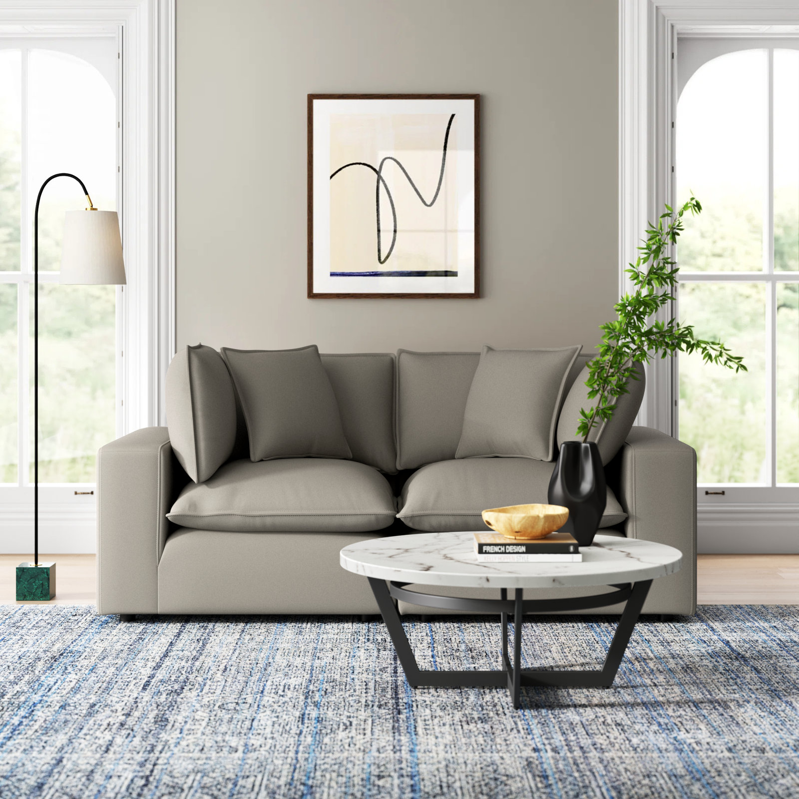 Ellaria 80" Modular Loveseat, Slate Polyester Blend