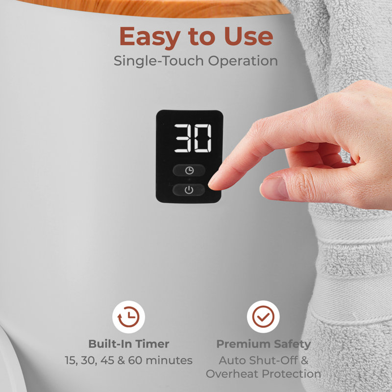 Gray and Bamboo Single Touch Towel and Blanket Warmer