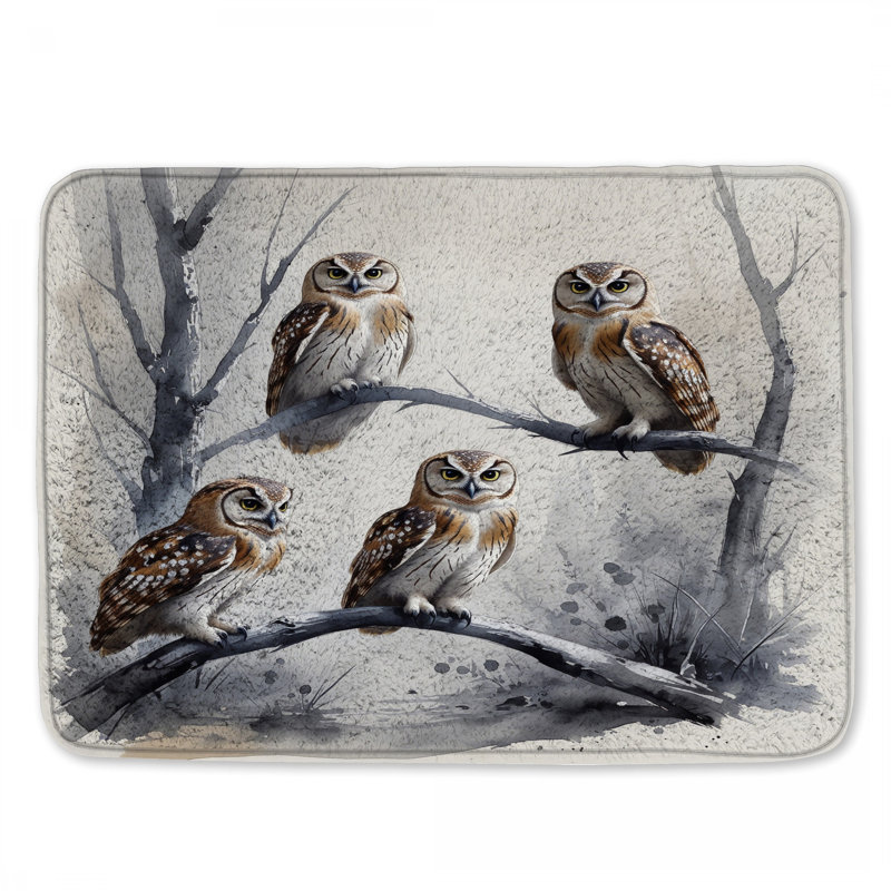 Tapis de bain Four Owls On Branch, L 24 po x L 17 po