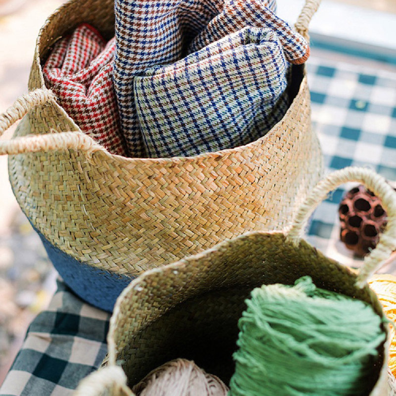 Panier en osier, H 13,4 po x l 13,4 po x P 11,4 po, Bleu