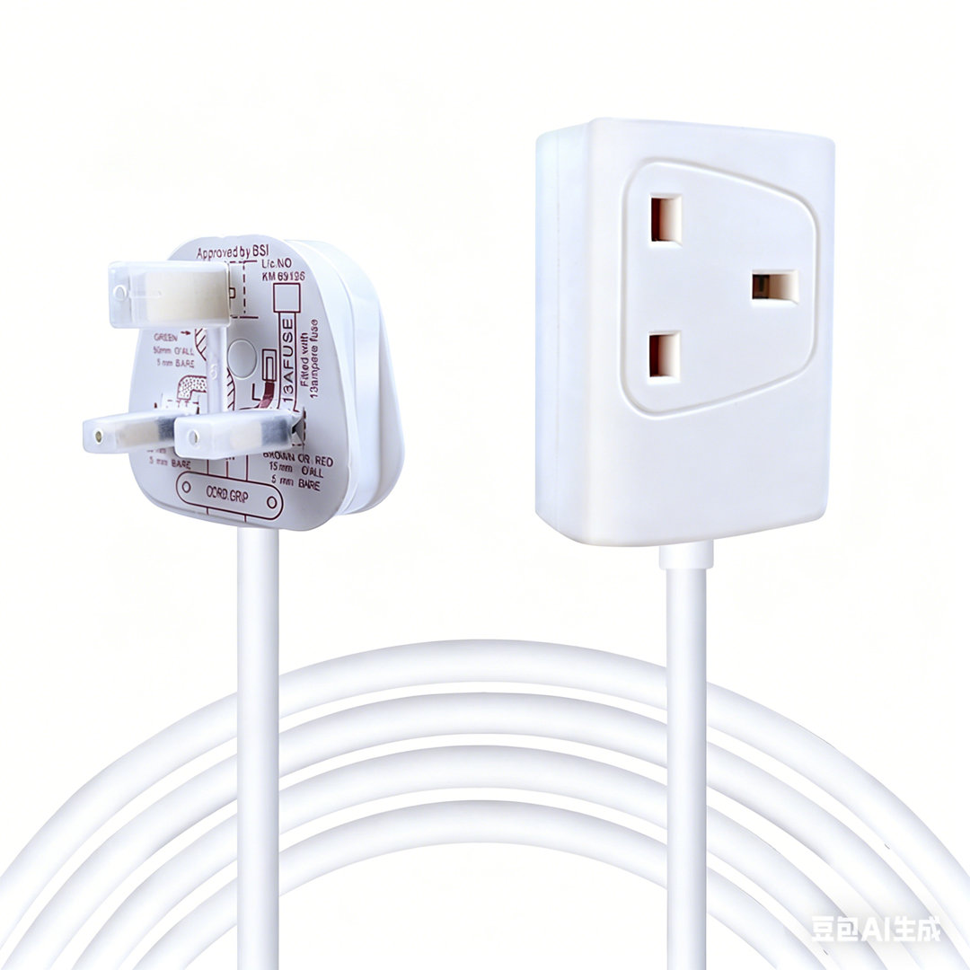 1 Gang Single Socket Extension Lead 13A UK 3Pin Plug - 10 Metre Cable