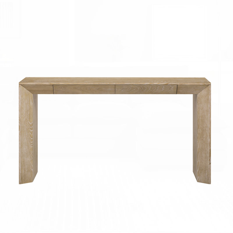 Modern Farmhouse Console Table with 2 Concealed Drawers Waterfall Design for Entryway Living Room and Hallway, Natural