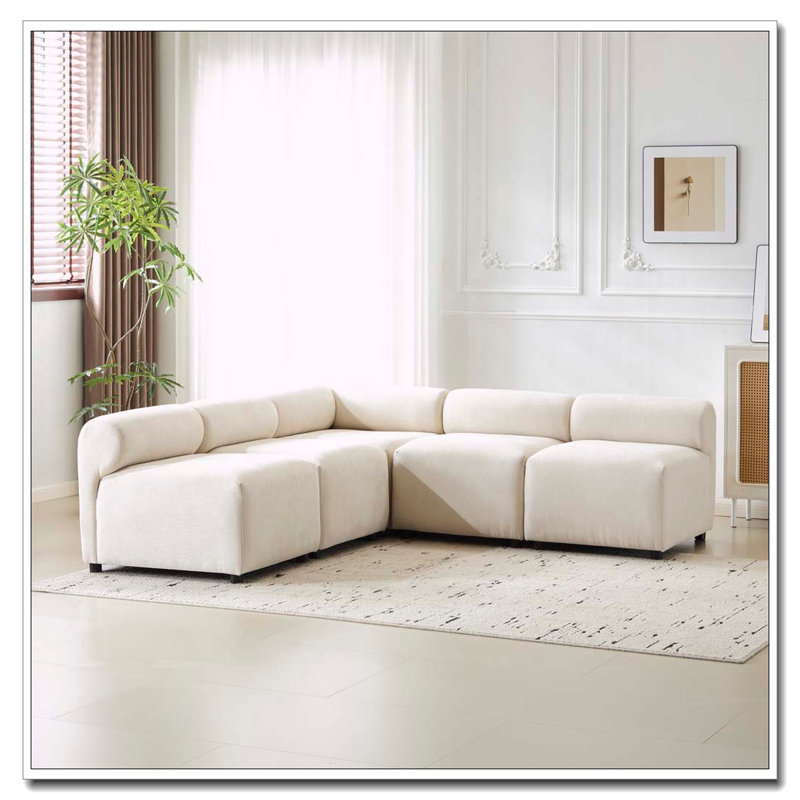 Canapé modulaire modulaire en chenille, 4, Beige1 + 5 pièces