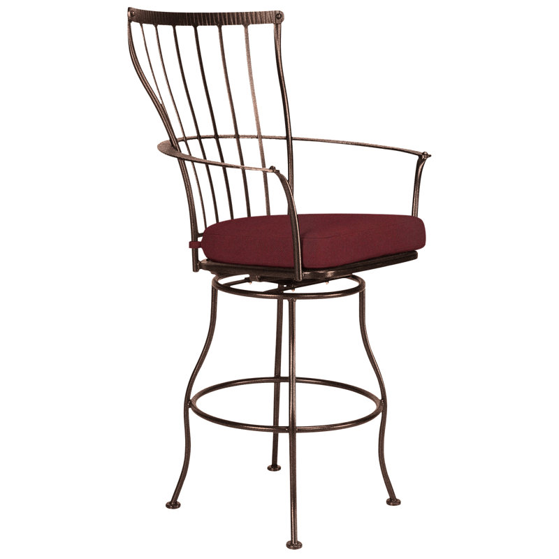 Monterra Outdoor Swivel Bar Stool, Flagship Stone Sunbrella®, Copper Creek, 27.25''