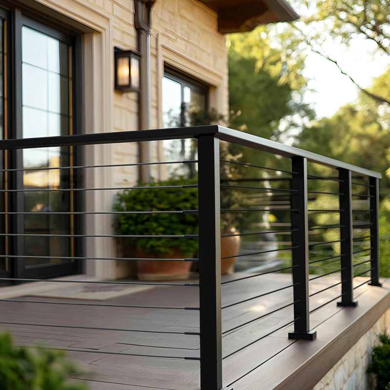 Rampe d'escalier rectangulaire supérieure en acier inoxydable de 6,5 pi pour terrasse