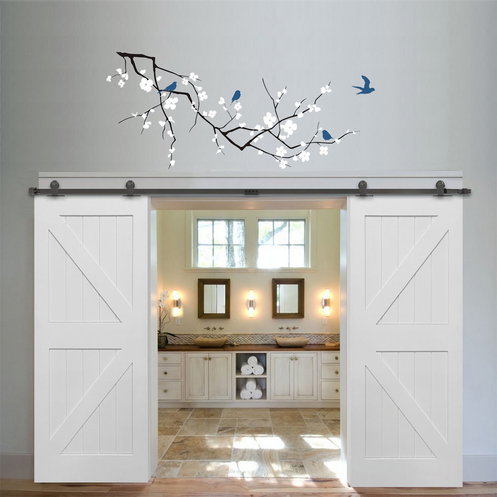 Planked Interior Door 84'' Solid + Manufactured Wood Paneled with Installation Hardware Kit Barn Door MMI DOOR