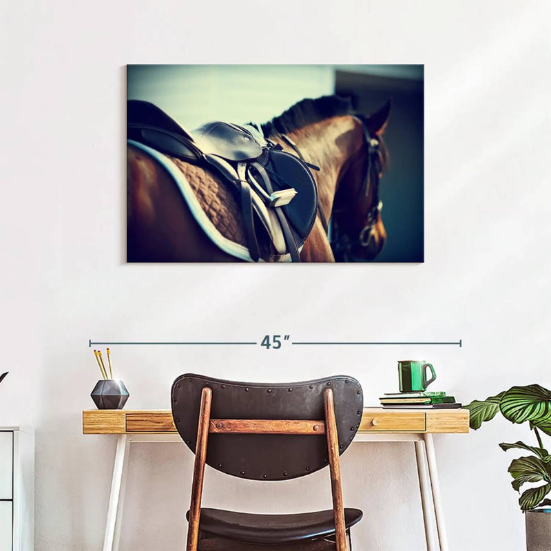 Brampt Saddled Brown Horse, 24" H x 36" W