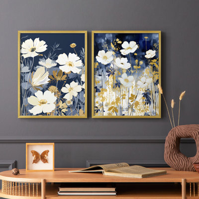 FLORAL Series CCCLLXVI-Impression encadrée de qualité supérieure - prête à être accrochée - aucun clou requis - aucun clou requis