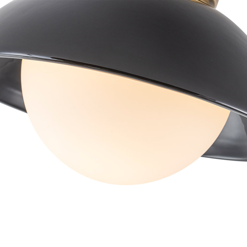 1-Light Ceramic Semi-Flush Mount, Black