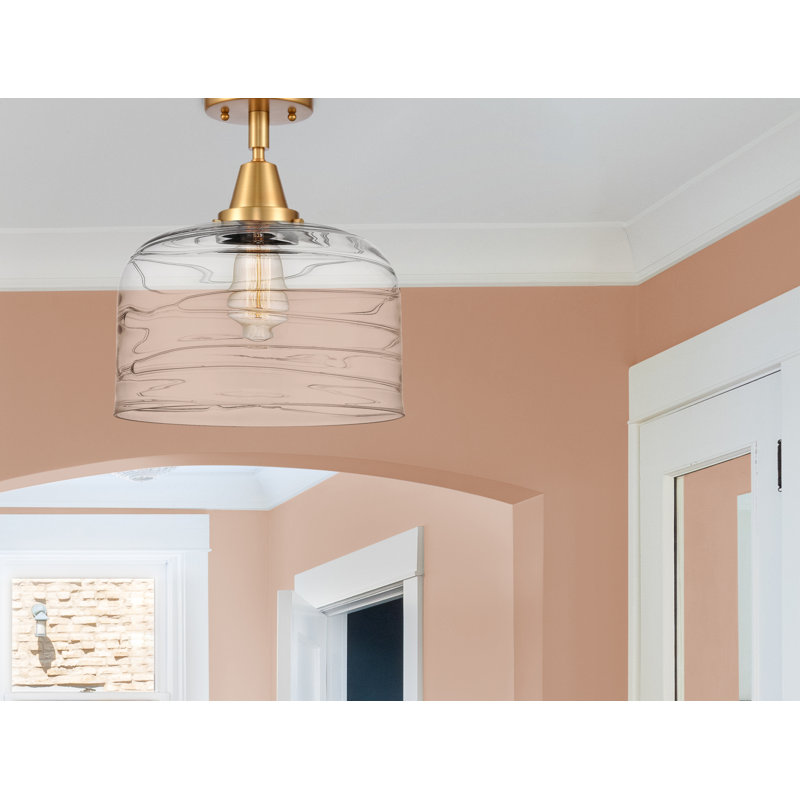 Glass Flush Mount, No Bulb Included, Yes, Satin Gold