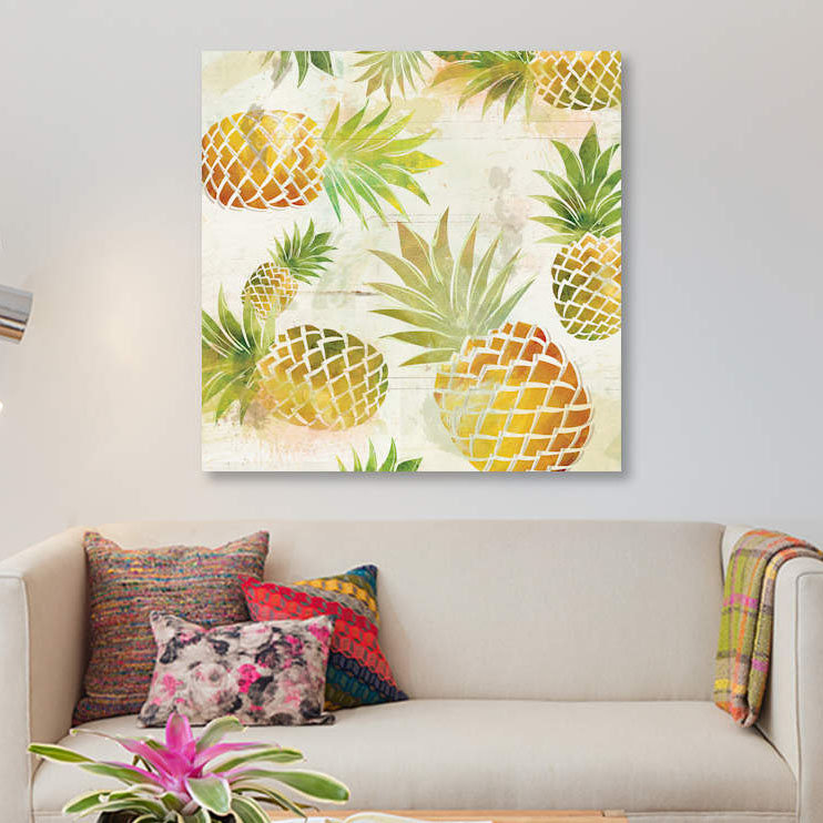 «Pineapple Dance II», impression sur toile, H 26 po x l 26 po x P 1,5 po, Pas de tapis, Toile tendue