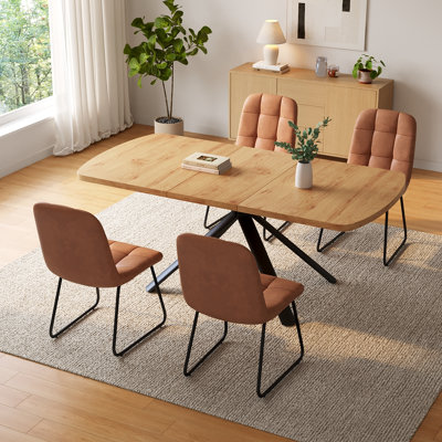 Ensemble de salle à manger 5 pièces Costner, table à finition chêne et chaises rembourrées Costner