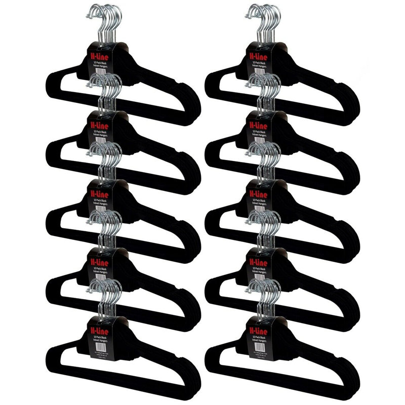 Velvet Standard Hanger for Dress/Shirt/Sweater, Black