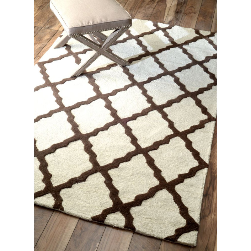 Tapis ivoire Simonds Moroccan Trellis Kilim, 3'6" x 5'6"