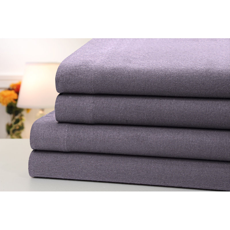 Ensemble de draps en flanelle 100% coton Kathy Ireland or Bibb Home (4 pièces), Gris, Reine