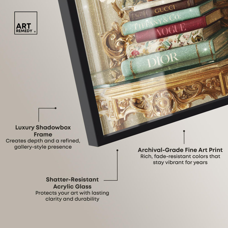 «Elegance in Ornate Glam Art Shadowbox» par Art Remedy, H 16 po x l 11 po, Noir