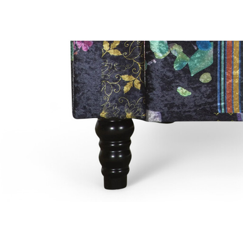 Forsyth Crushed Velvet Patchwork Sofa, Black, 2