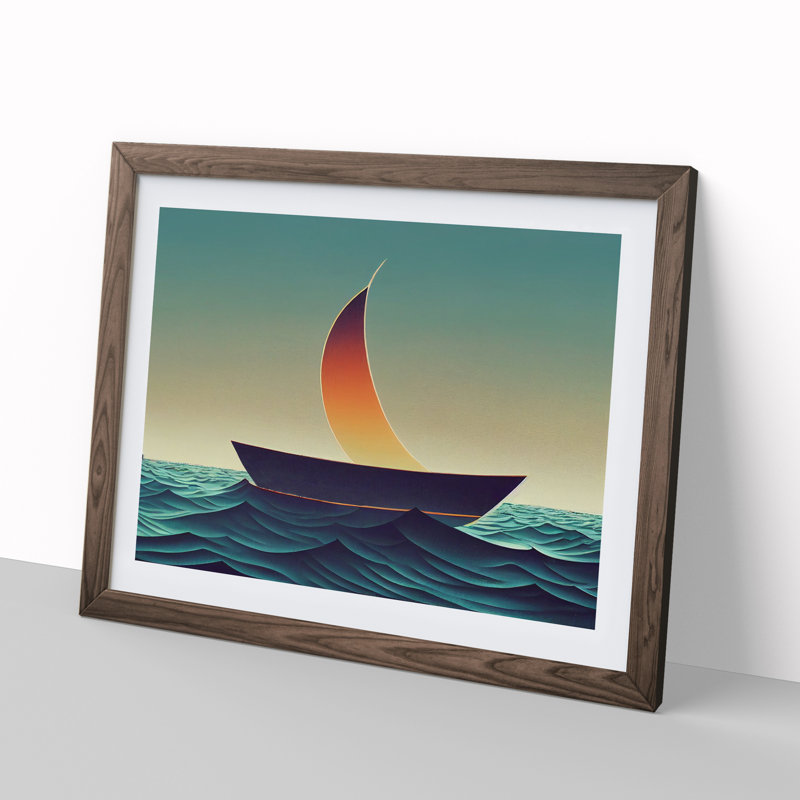 Glowing Sailing Boat - Framed Print
