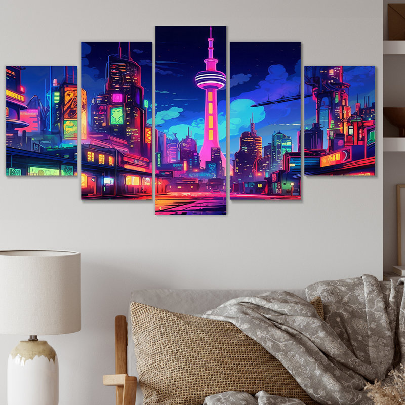 Berlin Neon Cityscape II Cities & Countries Wall Decor on Metal