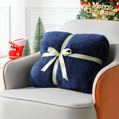 Sherpa Fleece Weighted Blanket for Adult, 15 lbs 60 x 80 inches Navy Blue on Both Sides