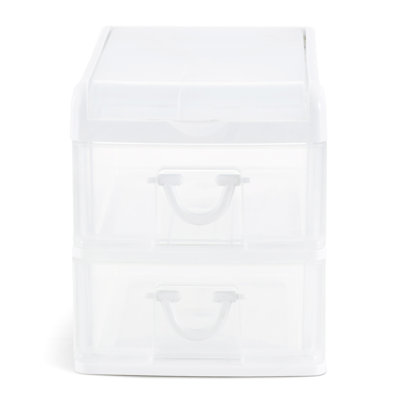 Gracious Living Mini 2 Drawer Desk Organizer With Organizational Flip Top, White