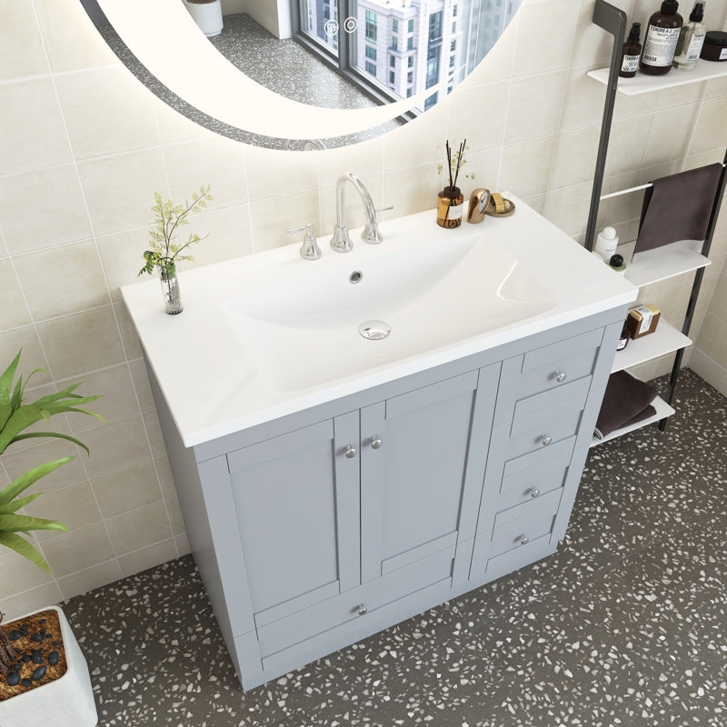 Ensemble de meuble-lavabo simple 36 po Joliène, Gris