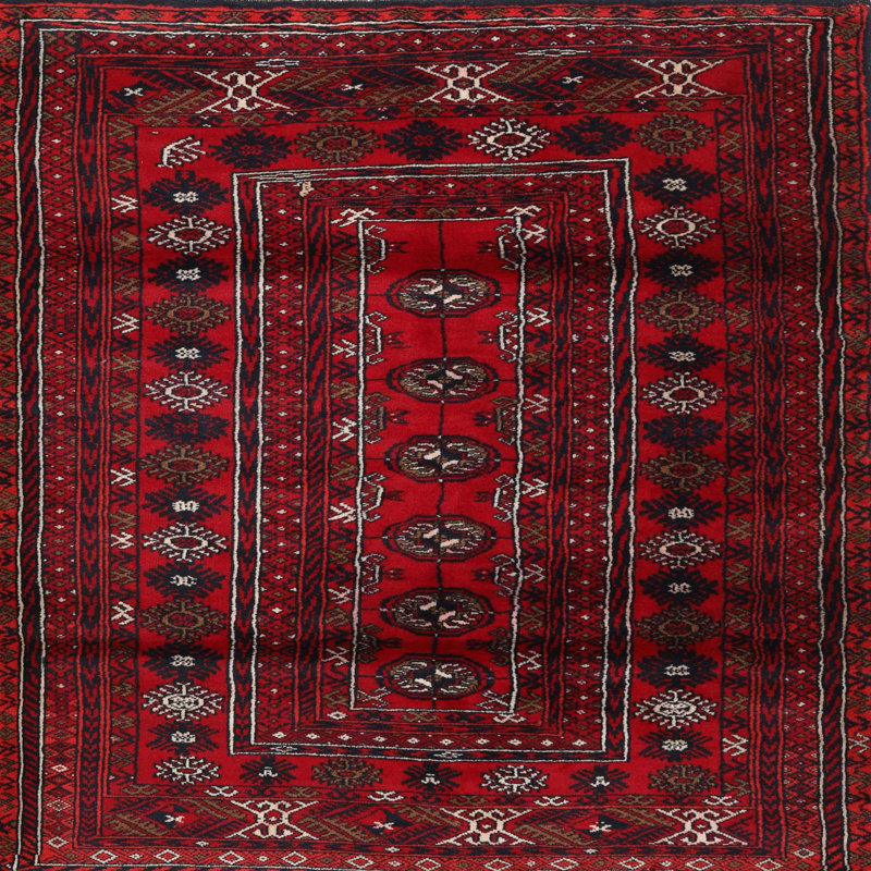 Tapis oriental blanc / rouge, Carré 6 pi