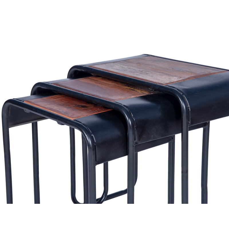 Rummond Solid Wood Top Nesting Tables, Dark Brown