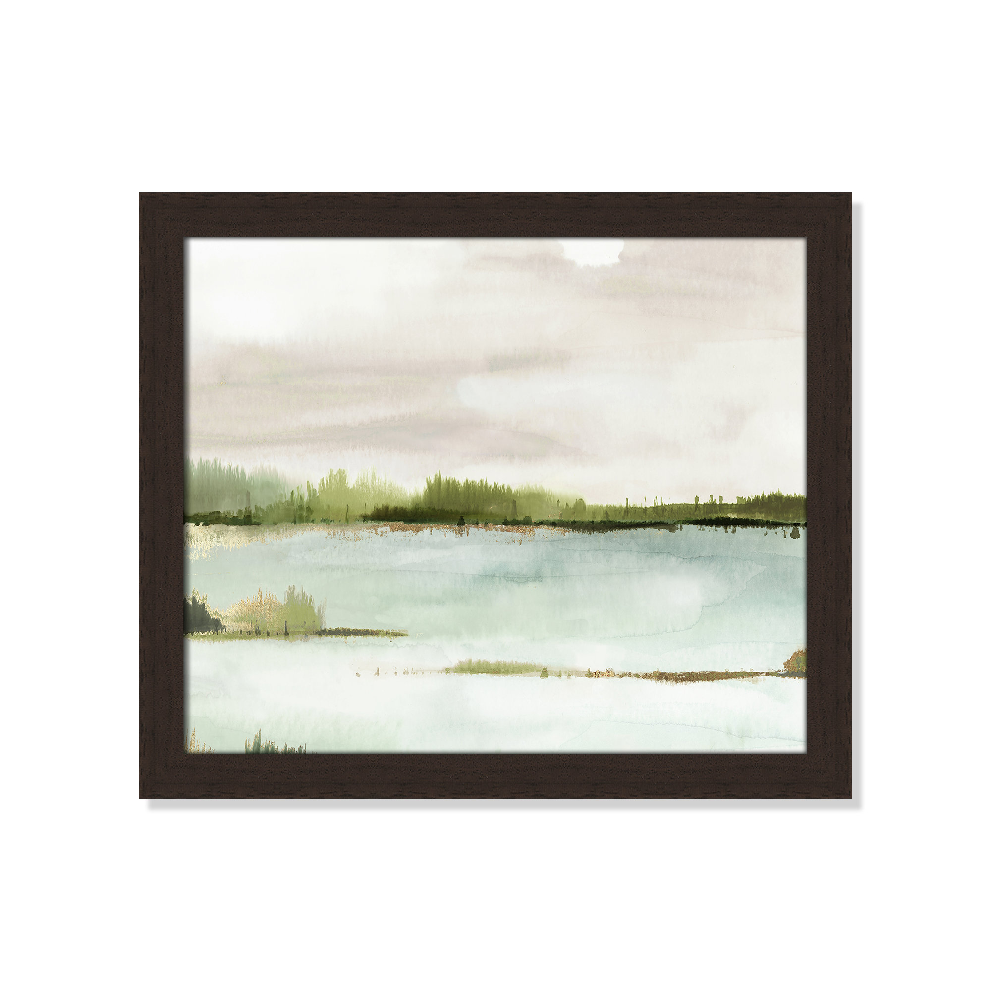 Silent Lake, Walnut Framed, 17" H x 20" W x 1.12" D