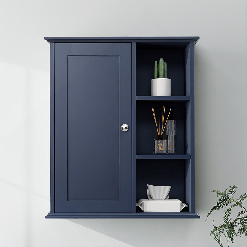 Upgraded Bathroom Wall Cabinet Over The Toilet Storage Cabinet Wall Mounted Storage Cabinet Wooden Medicine Cabinets, Blue