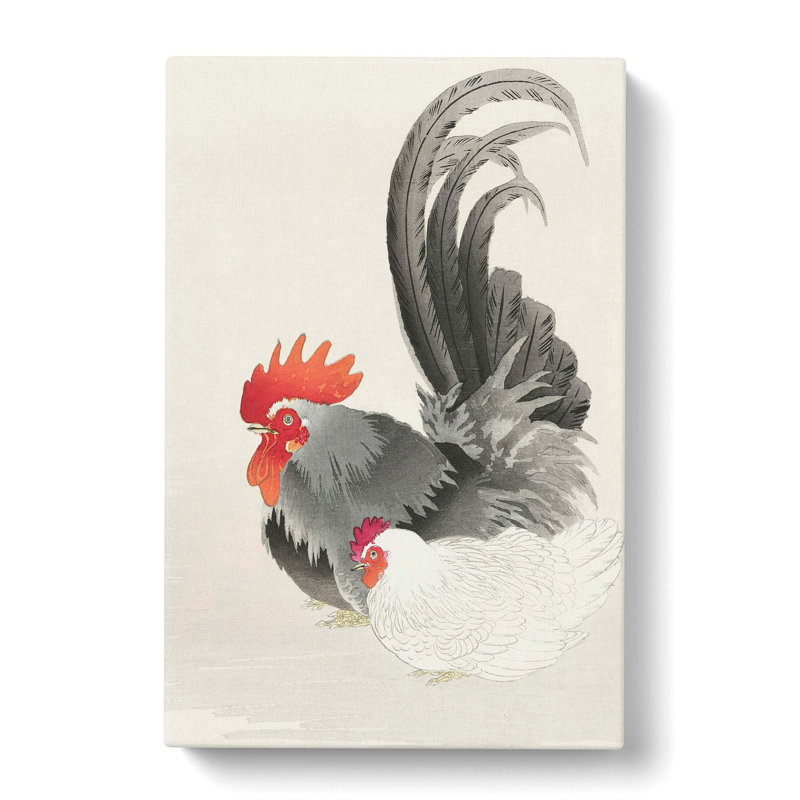 Rooster And Hen by Ohara Koson - Wrapped Canvas, 50cm H x 35cm W x 3cm D