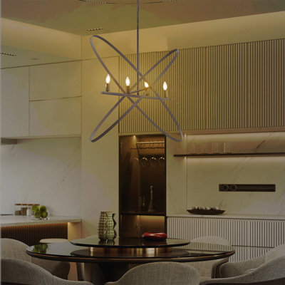 Luminaire suspendu en métal à 4 branches en laiton noir mat L 29 po x l 15 po x H 37,5 po