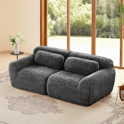 2-Seater Modular Sectional Sofa Couches,Soft Fluffy Plush Fabric Bottom Anti-Slip Design,32D High Density Sponge,No Assembly Required Ergonomic Design