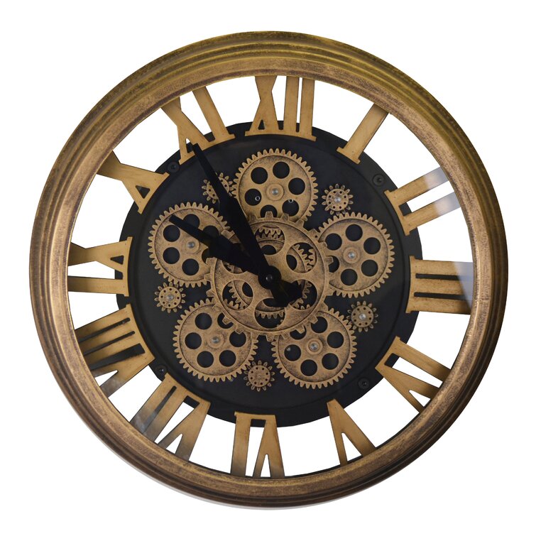 32 Rotating Gears Wall Clock. Industrial Wall Clock. Large