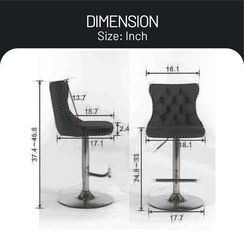 Tabouret de bar Kittrell, Or, Noir